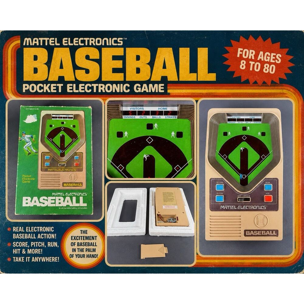 Vintage Electronics Baseball 1978 Handheld Game Mattel w/ Original Box Working!